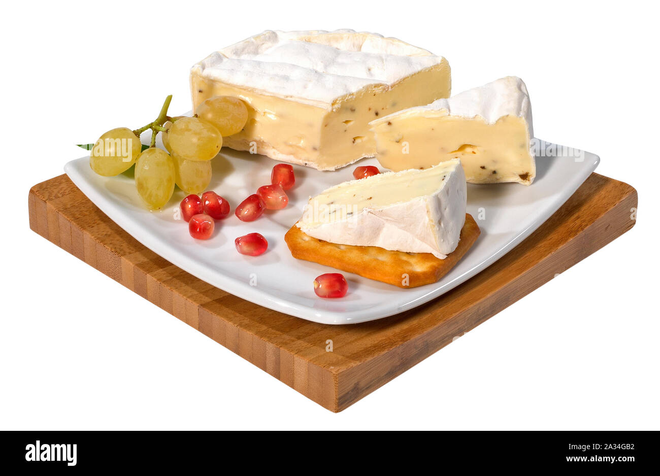 El camembert o el queso Brie con trufa Foto de stock