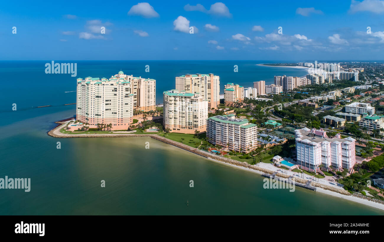 Golfo de México Marco Island Beach fotografía aérea del suroeste de la Florida diez mil islas cerca de Naples, Bonita Springs SWFL Foto de stock