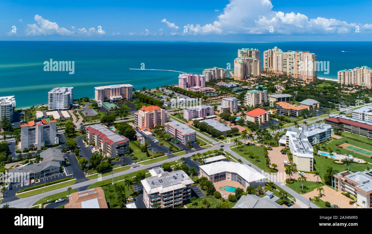 Golfo de México Marco Island Beach fotografía aérea del suroeste de la Florida diez mil islas cerca de Naples, Bonita Springs SWFL Foto de stock