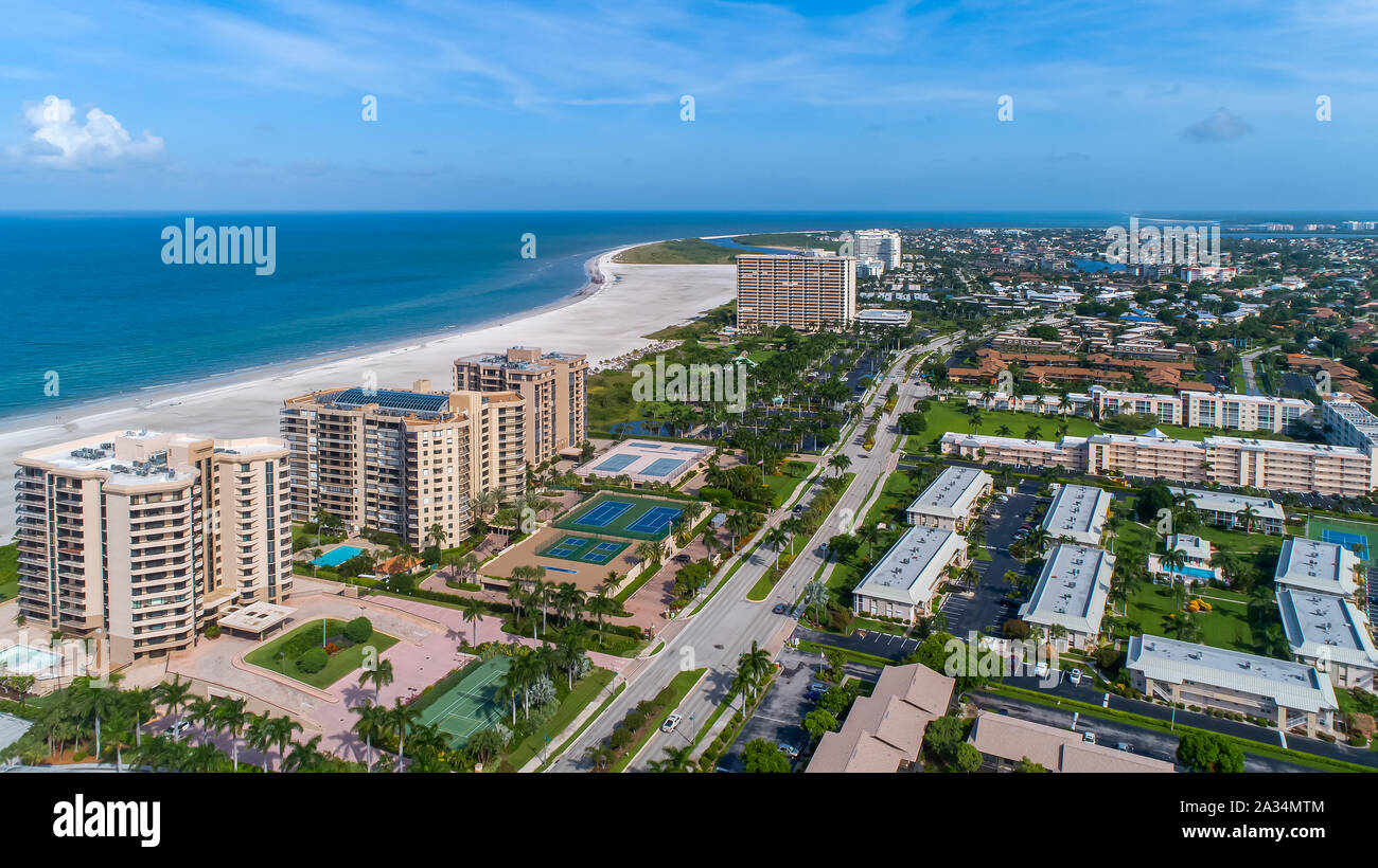 Golfo de México Marco Island Beach fotografía aérea del suroeste de la Florida diez mil islas cerca de Naples, Bonita Springs SWFL Foto de stock