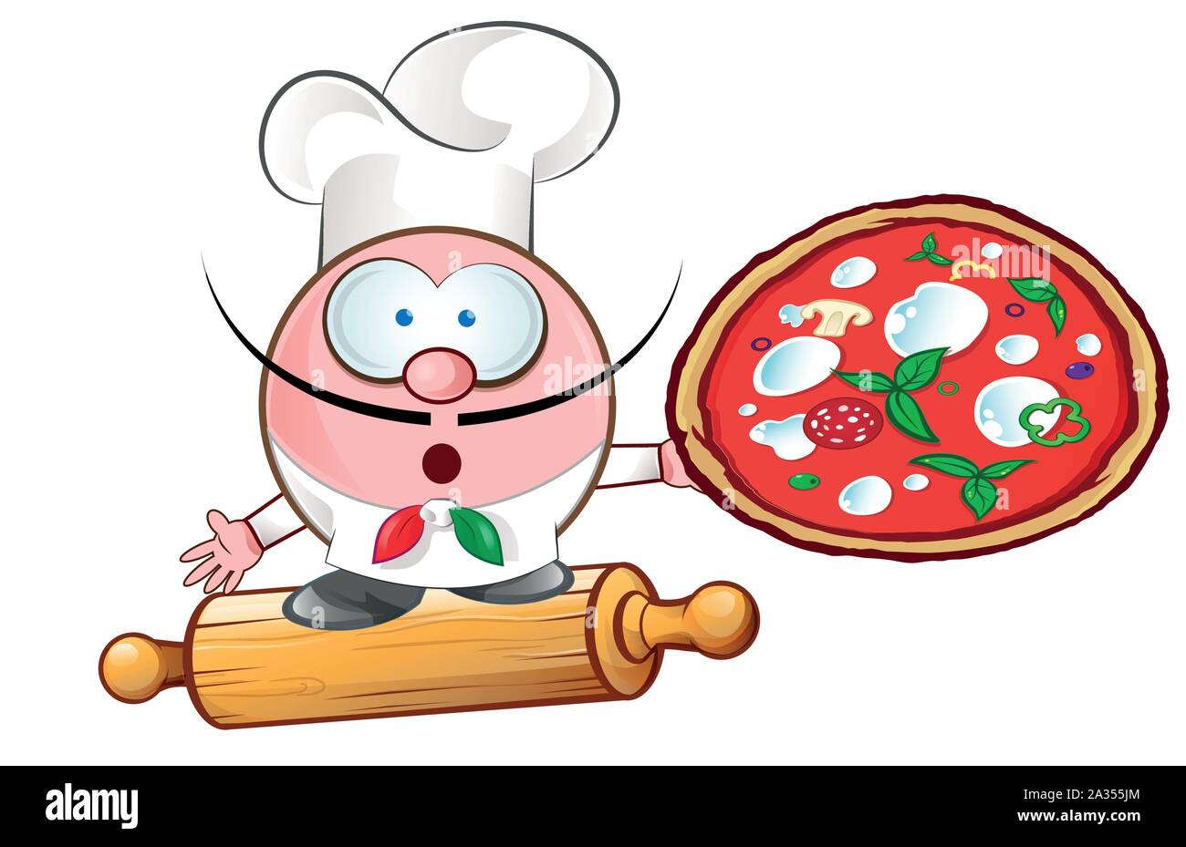 Pizza chef a Rollin pin.ilustración cartoon Ilustración del Vector