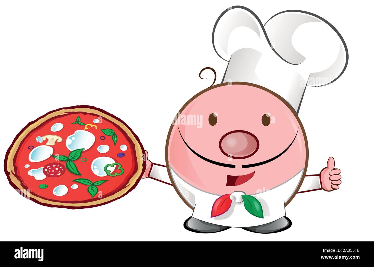 Pizza chef mascota ilustración de dibujos animados. Ilustración del Vector