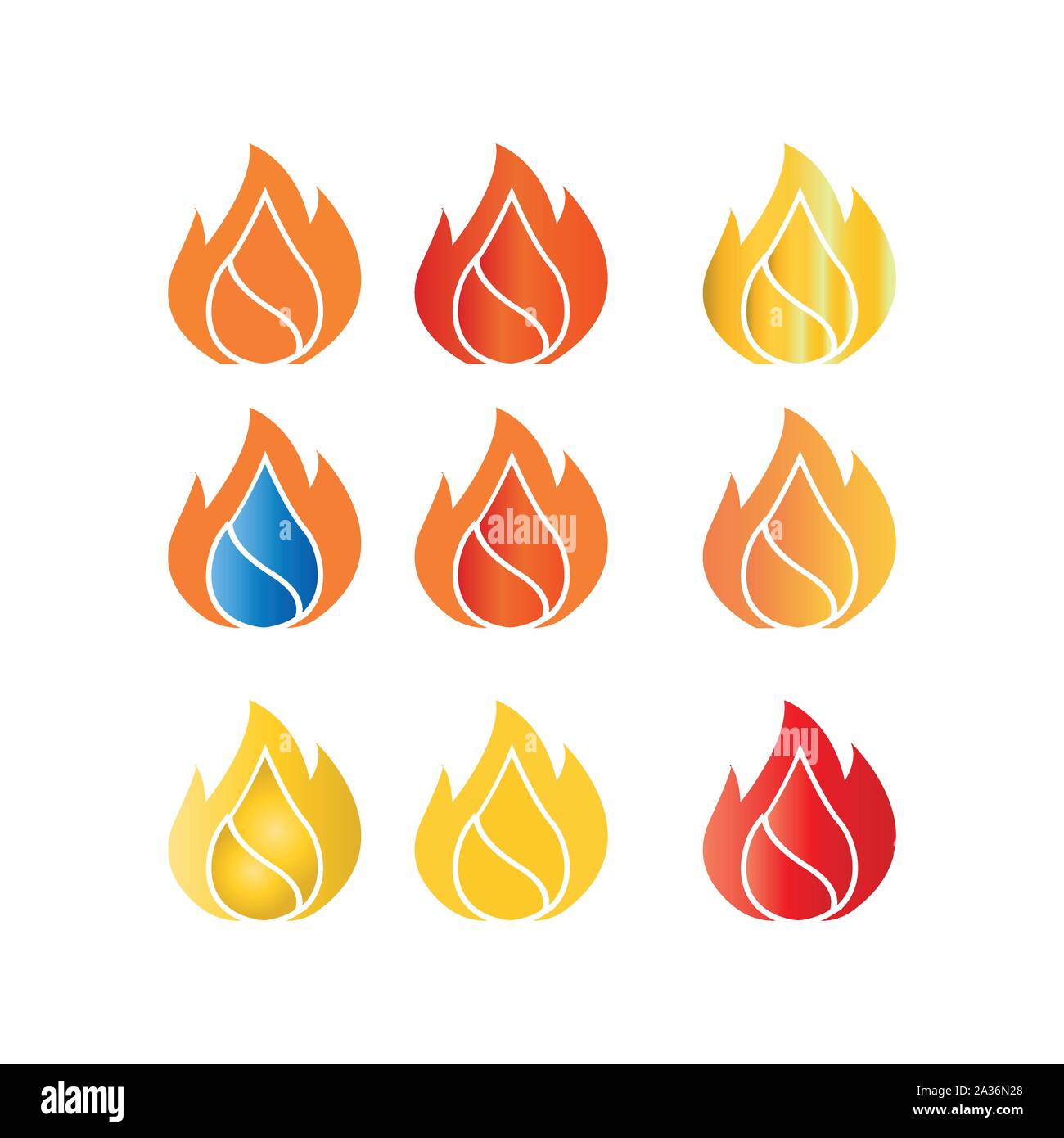 Logotipo de fuego o conjunto de iconos. Protección contra incendios de  diferente color - vector - Vector Imagen Vector de stock - Alamy
