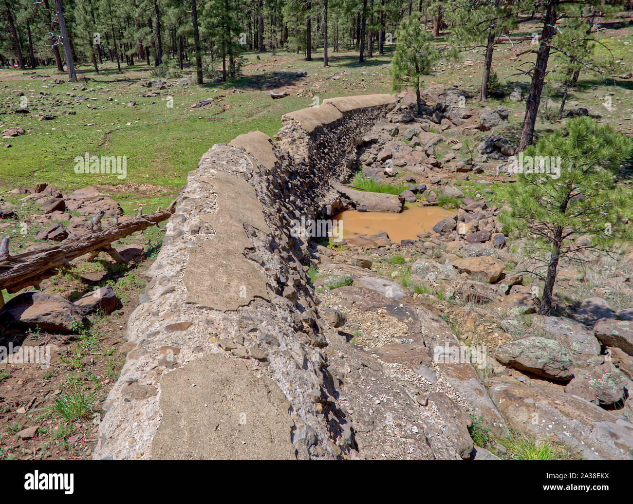 Decaying Ruinas de Foxboro lago presa cerca Munds Park, Arizona, Estados Unidos Foto de stock