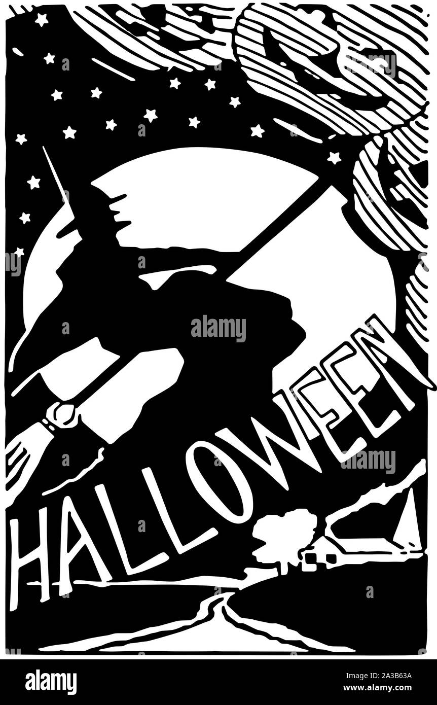 Póster de Halloween - Retro Ilustración Clipart Foto de stock