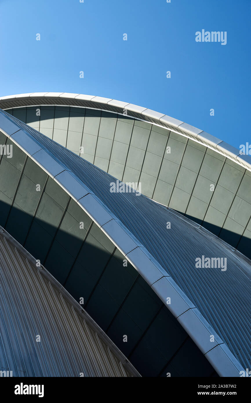 Detalles del techo del armadillo Event Center Escocés en Glasgow, Escocia Foto de stock