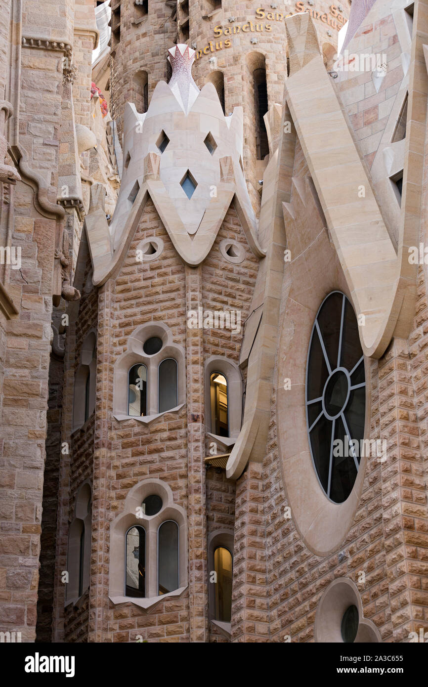 La Sagrada Familia, Aussenansicht, Tuerme, Detalle Foto de stock