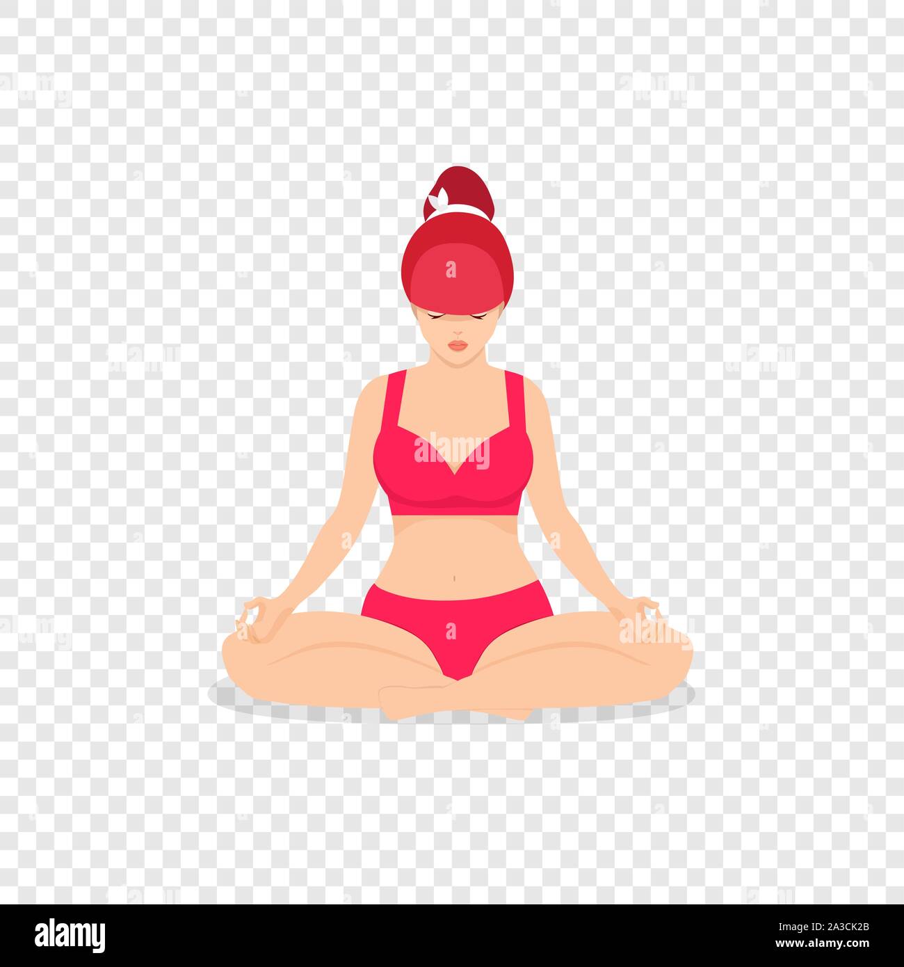 Yoga Mujer Lotus plantean aisladas sobre fondo transparente chica en bikini  rojo practicando Yoga relajación y meditación sentada con las piernas  cruzadas en Pad Imagen Vector de stock - Alamy