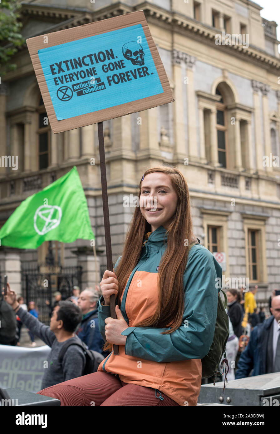 Extinción rebelión protesta en la ciudad de Dublín, Irlanda. Foto de stock