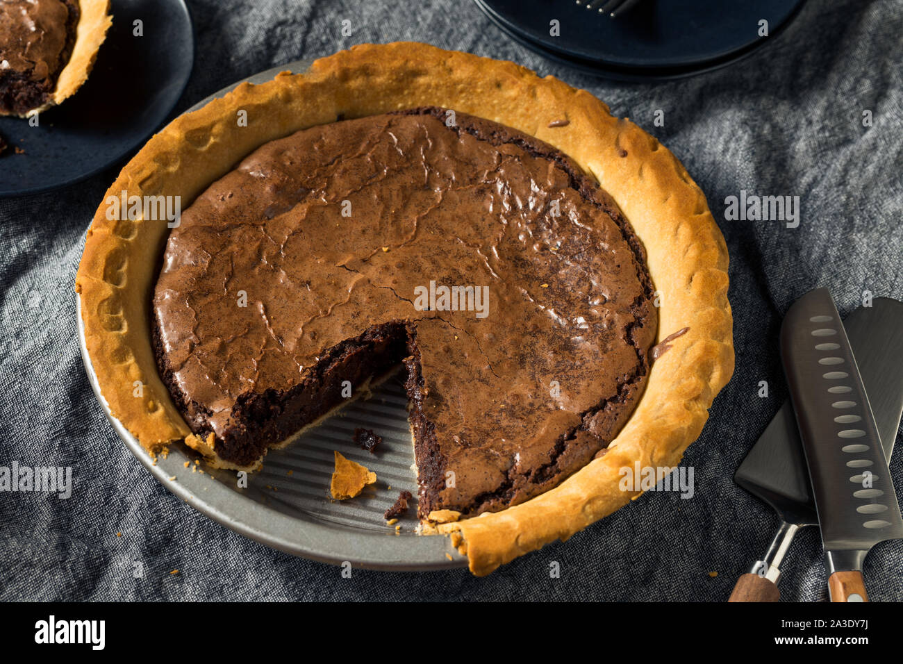 Brownie de chocolate caseras listo para comer tarta Foto de stock