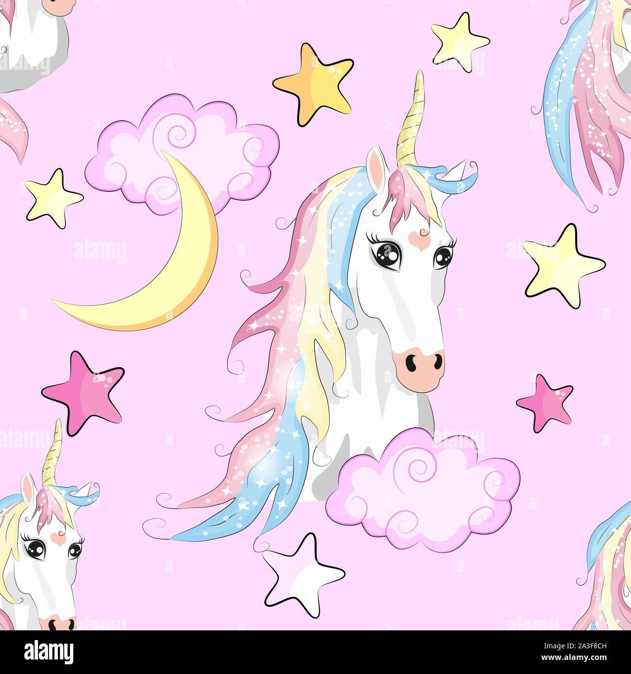 Unicornio Arco Iris Y Colores Pastel Varita Magica Trama Perfecta Imagen Vector De Stock Alamy