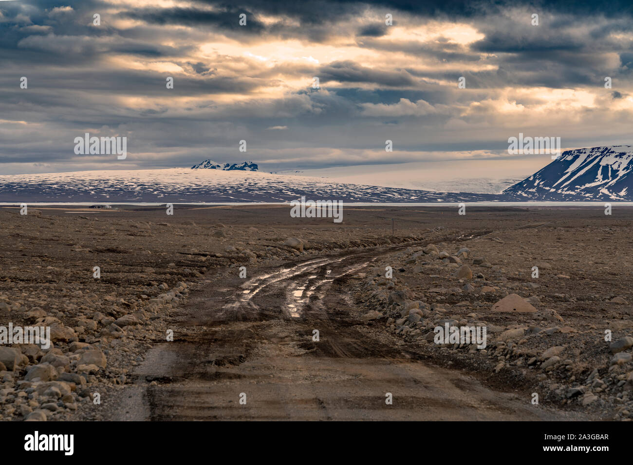 Paso de montaña, Kjalvegur Blafellshals road, Sierra Central, Islandia Foto de stock