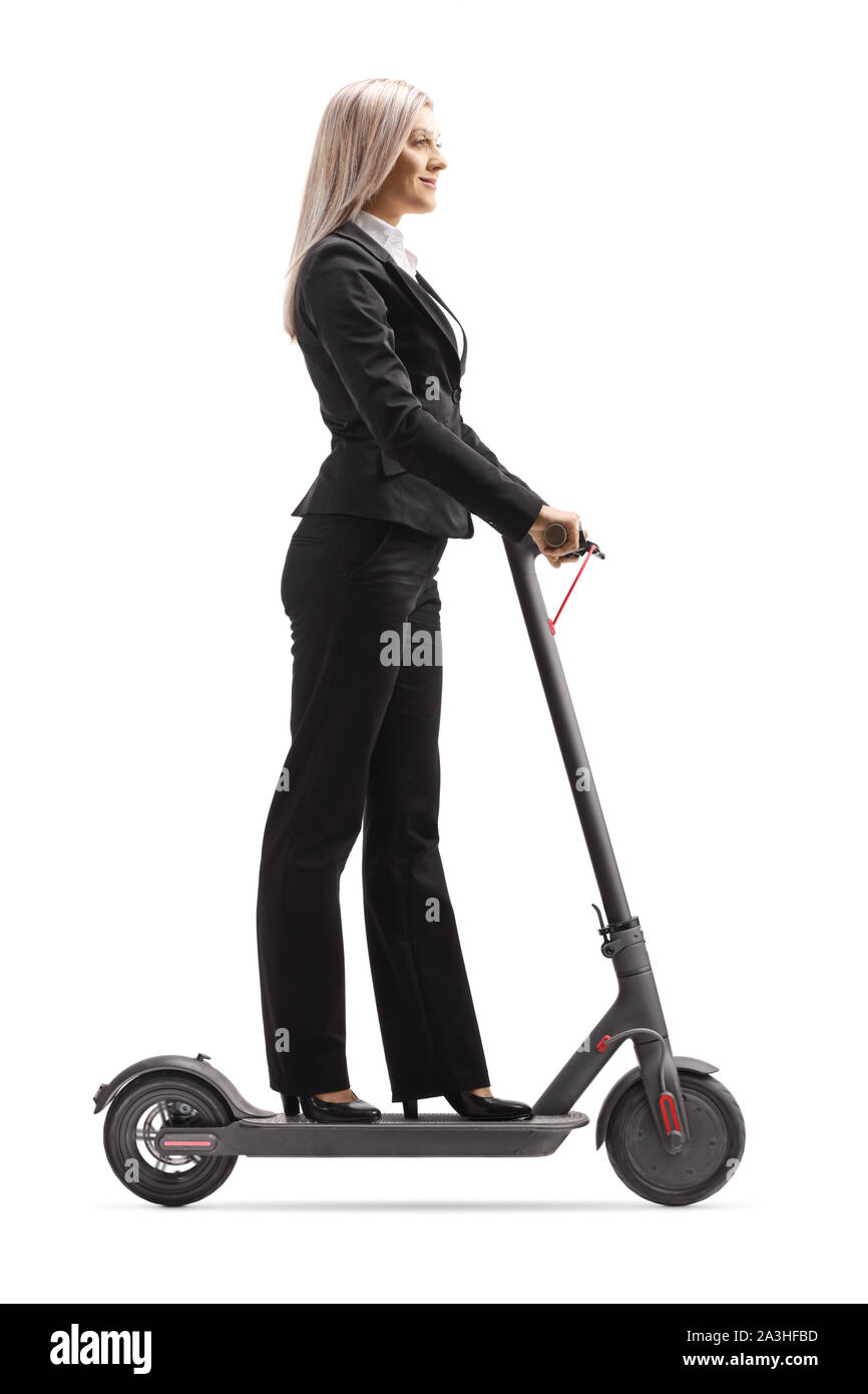 Woman on an electric scooter Imágenes recortadas de stock - Alamy