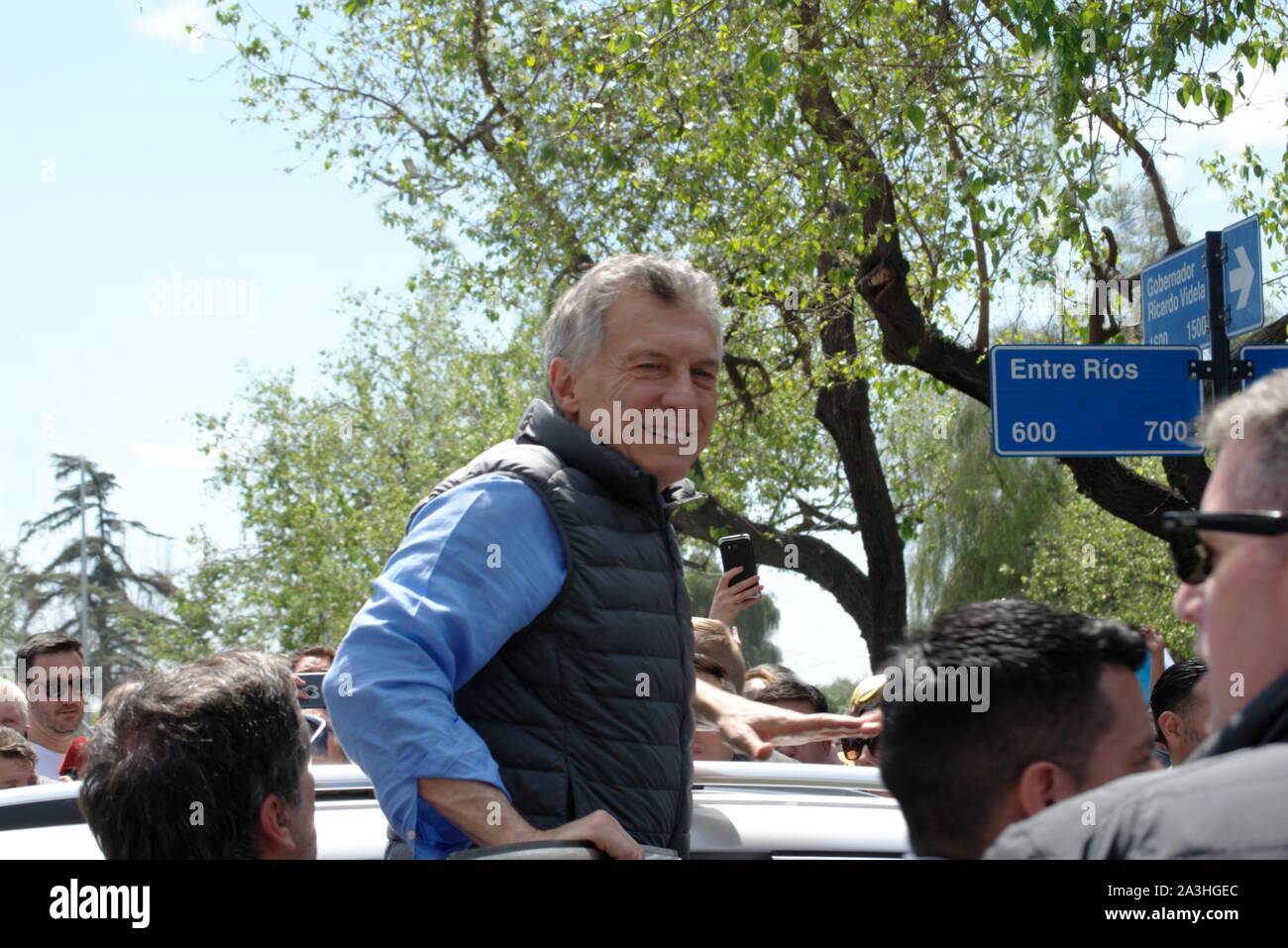 Mendoza, Argentina. 2019-10-05 - El presidente de Argentina, Mauricio Macri, en un evento de campaña durante su carrera a la reelección. Foto de stock