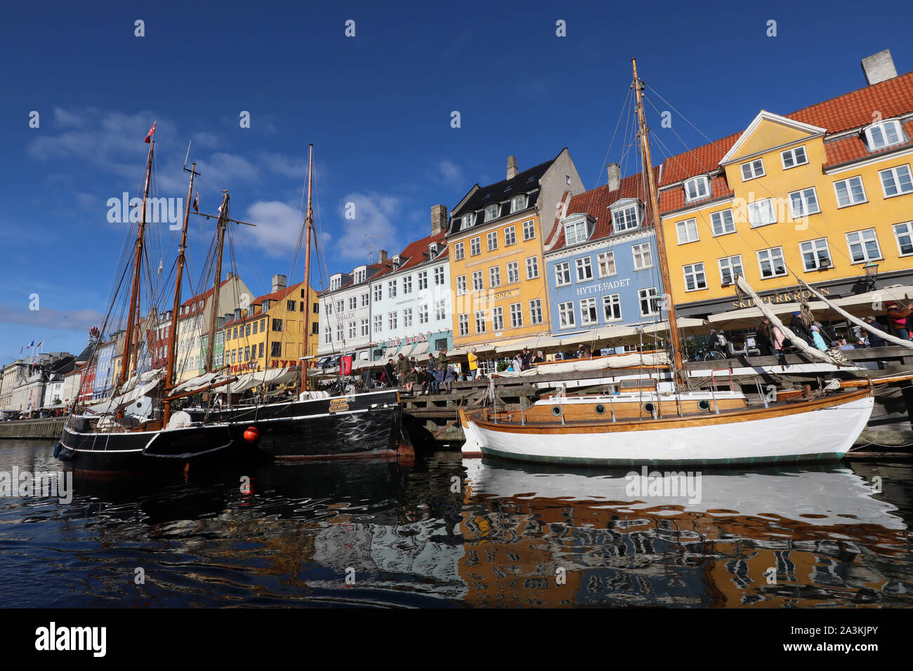 Vistas generales de Nyhavn, Copenhague, Dinamarca, 07 de octubre de 2019, Foto de Richard Goldschmidt Foto de stock