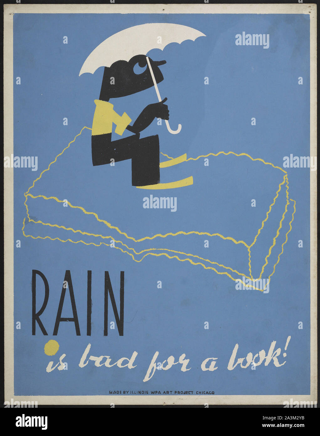 La lluvia es malo para un libro - Avance de trabajo Administración - Proyecto de arte Federal - Vintage poster Foto de stock