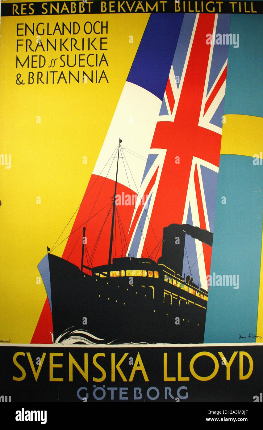 Svenska Lloyd - Vintage poster de viaje Foto de stock