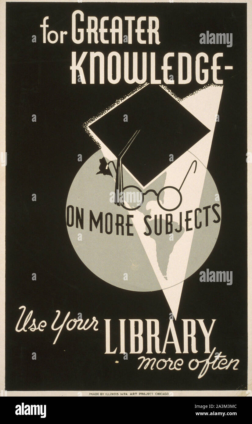 Utilice la biblioteca más a menudo - Avance de trabajo Administración - Proyecto de arte Federal - Vintage poster Foto de stock