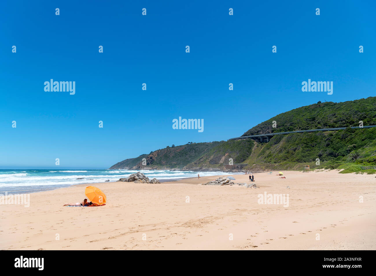 La playa en el desierto, la Garden Route, Western Cape, Sudáfrica Foto de stock