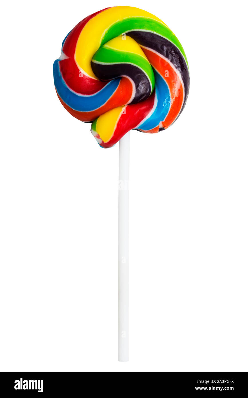 Un Lollipop sobre un fondo blanco. Foto de stock