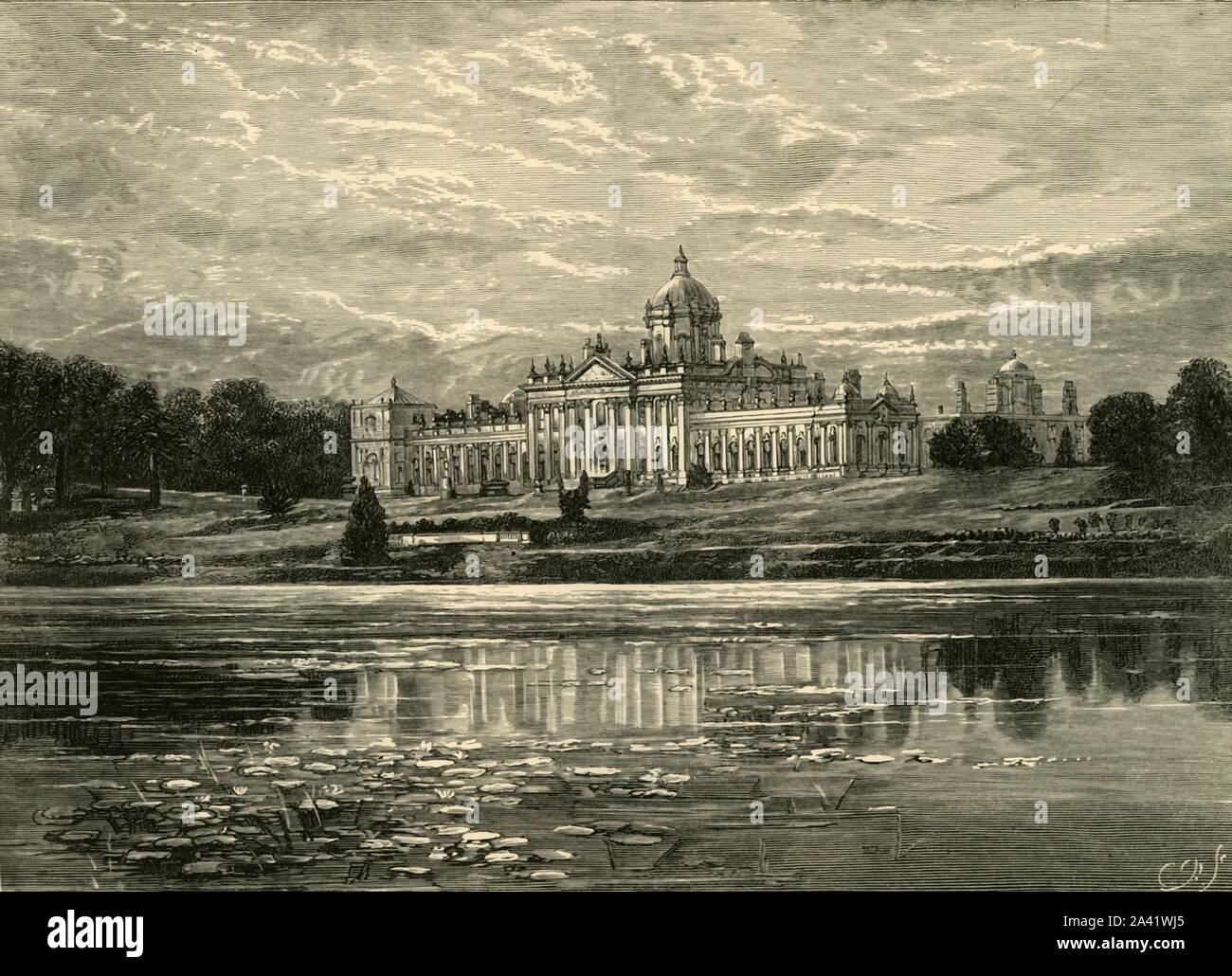 'Castle Howard: Frente Sur", de 1898. Grado que enumeré Castle Howard en Yorkshire del Norte, iniciado en 1699 con los diseños de Sir John Vanbrugh por el 3º Conde de Carlisle en un estilo barroco. "De nuestro propio país, Volumen III". [Cassell and Company, Limited, Londres, París &Amp; Melbourne, 1898] Foto de stock