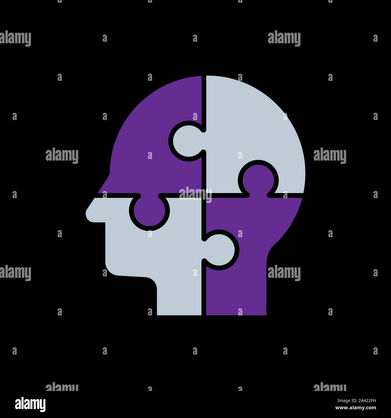 Cabeza humana con puzzles para la psicología concepto. Ilustración vectorial Ilustración del Vector