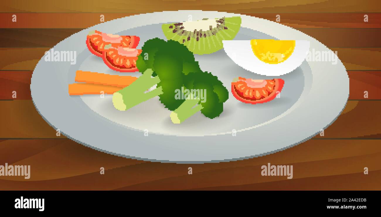 BLW, destete llevado al bebé, frutas y verduras en un plato