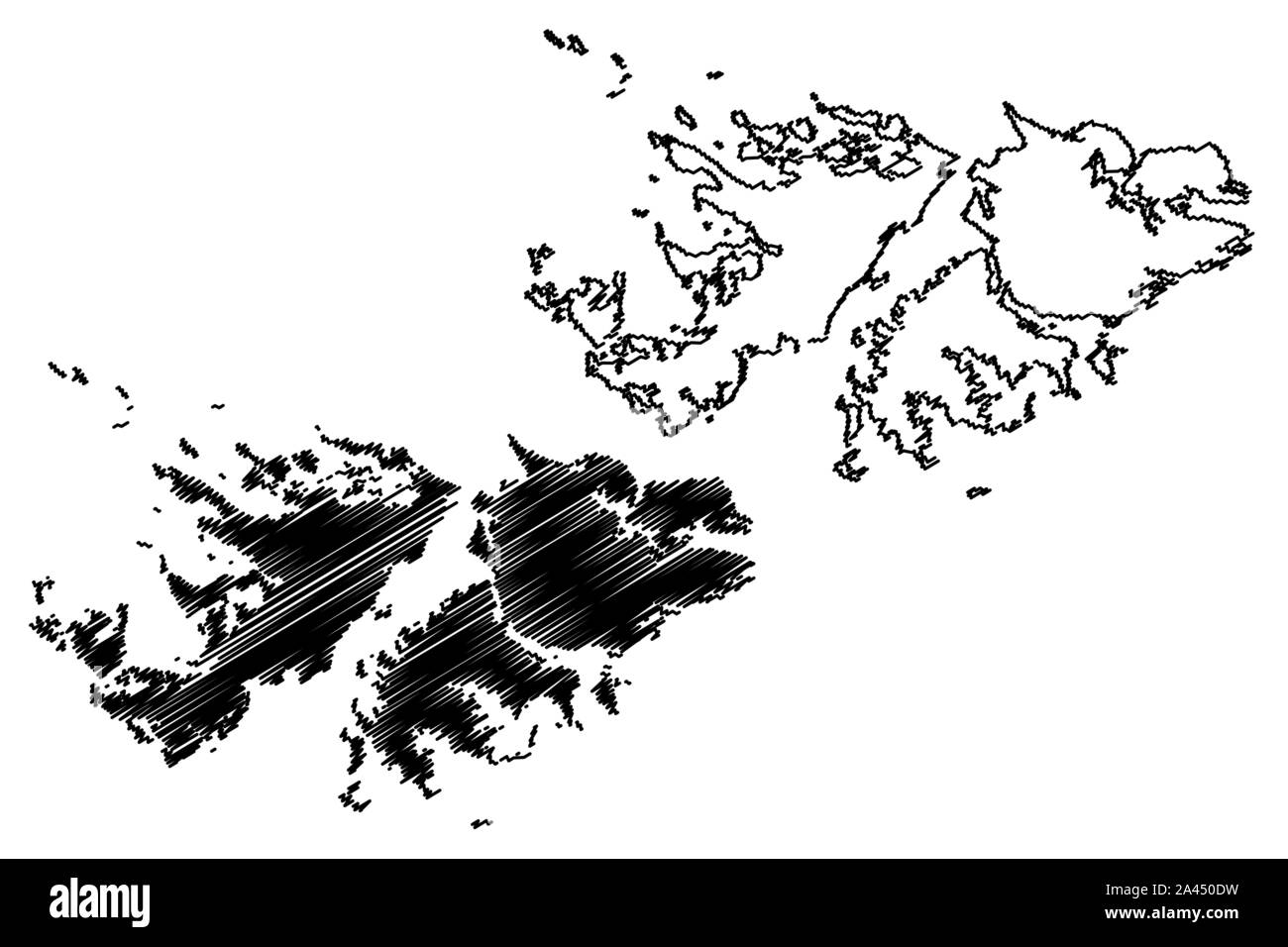 Islas Malvinas (Territorio Británico de Ultramar, Reino Unido) mapa  ilustración vectorial, dibujo a mano alzada, Islas Malvinas (Falkland  Oriental y Occidental) mapa Imagen Vector de stock - Alamy