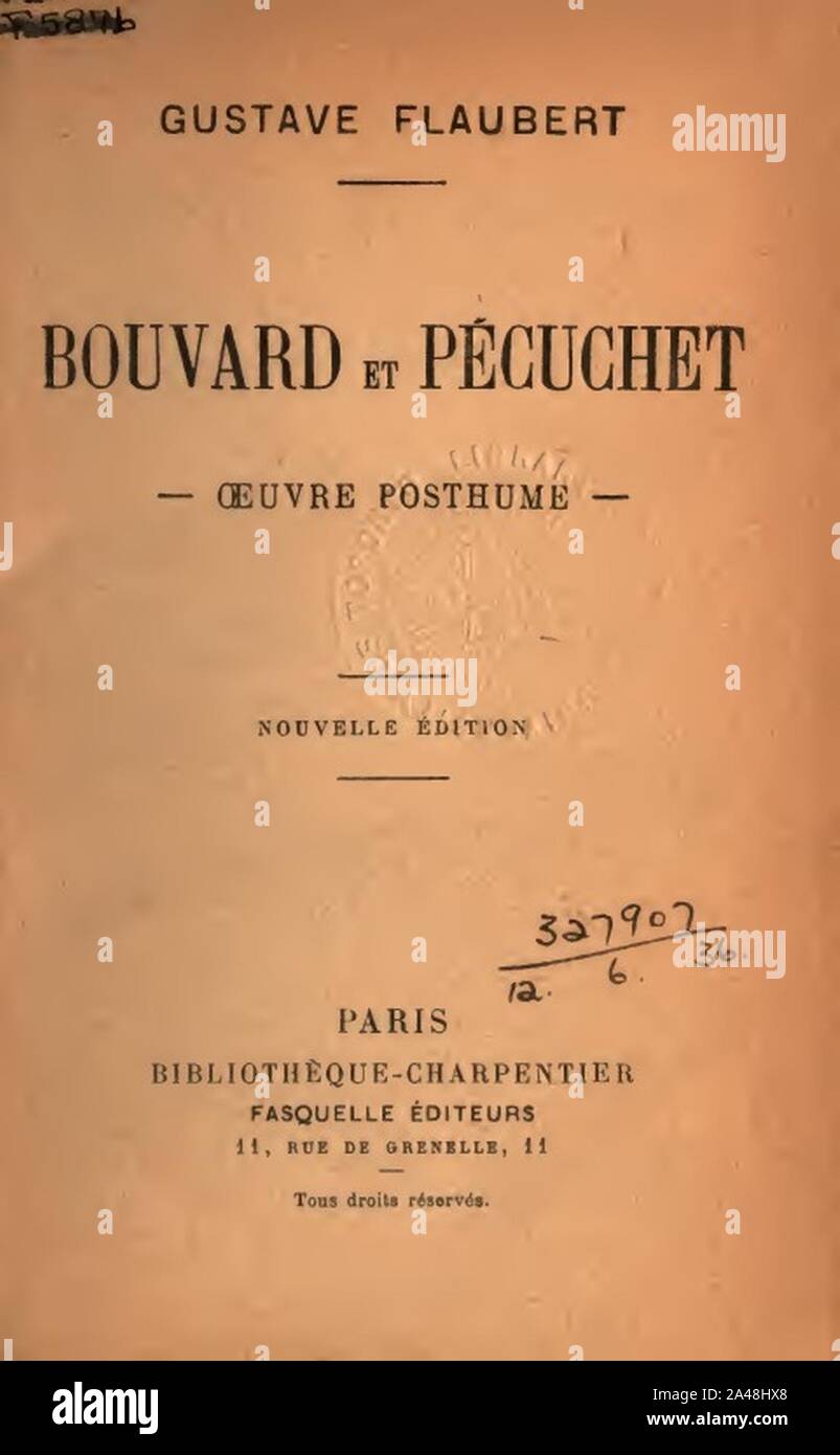 - Flaubert Bouvard et Pécuchet, 1899 - 3398557 F. Foto de stock
