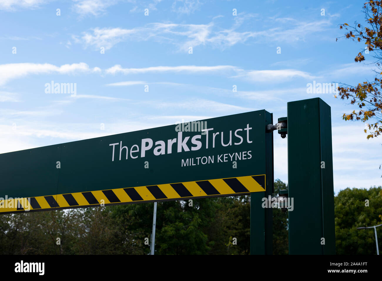 Firmar por el Parks Trust, Milton Keynes Foto de stock
