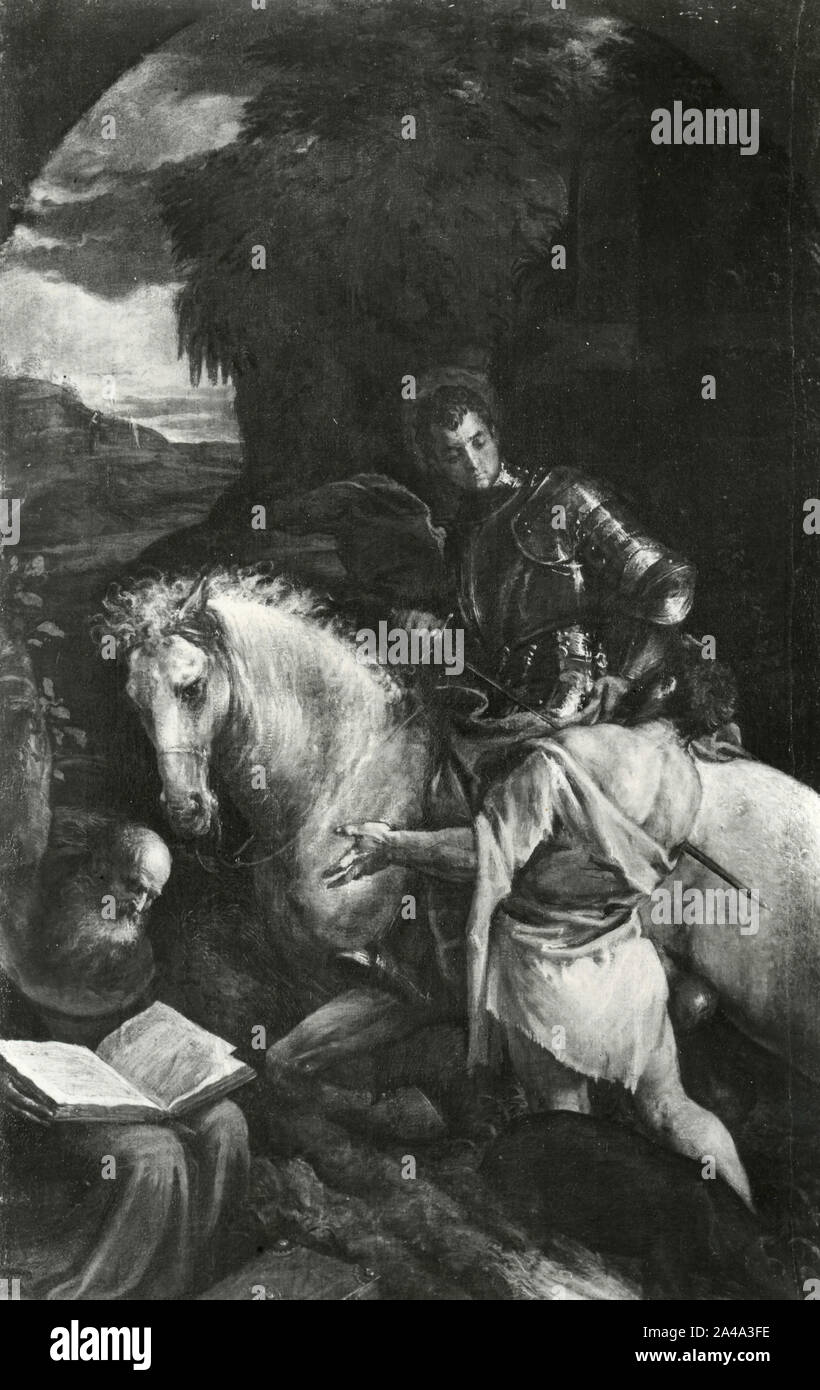 San Martín y San Antonio Abad, la pintura del artista italiano Jacopo Bassano, 1930 Foto de stock