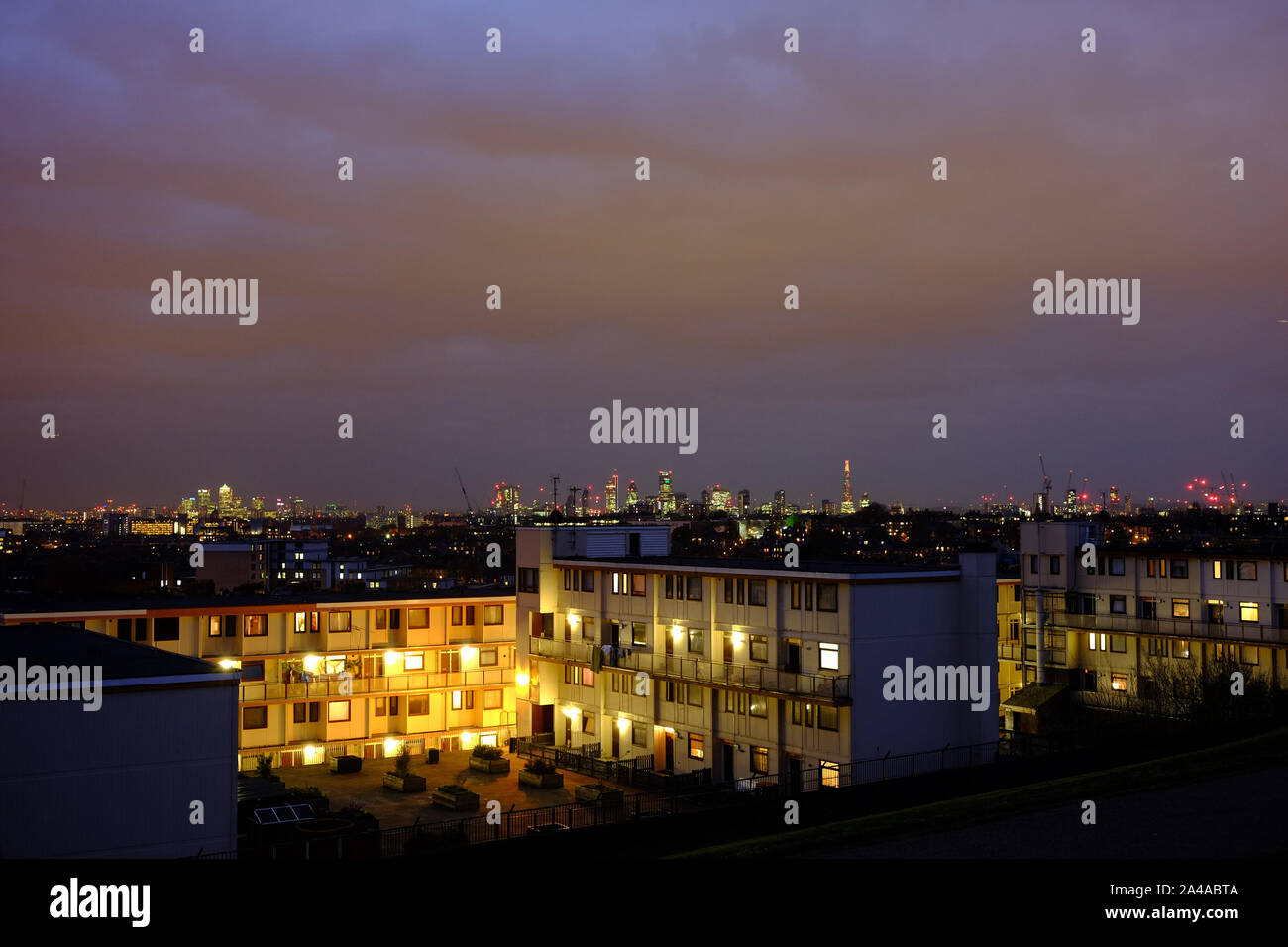 El paisaje de Londres de noche Foto de stock