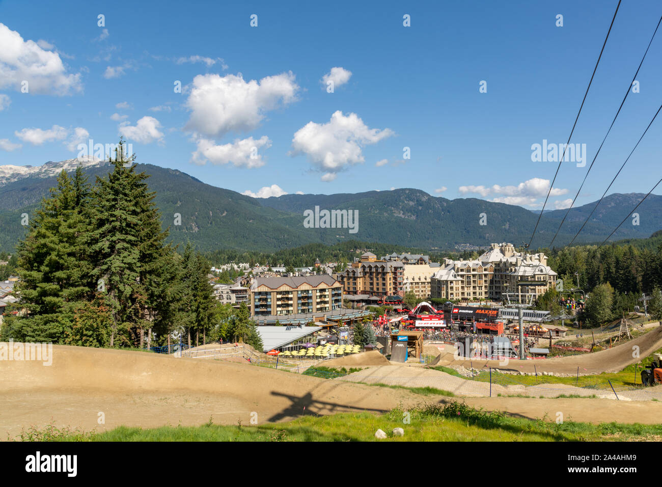 Whistler, Canadá - Agosto 17, 2019: el Whistler Mountain Bike Park Foto de stock