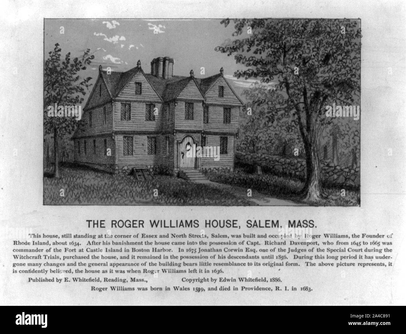 La casa de Roger Williams, Salem, Massachusetts. Foto de stock