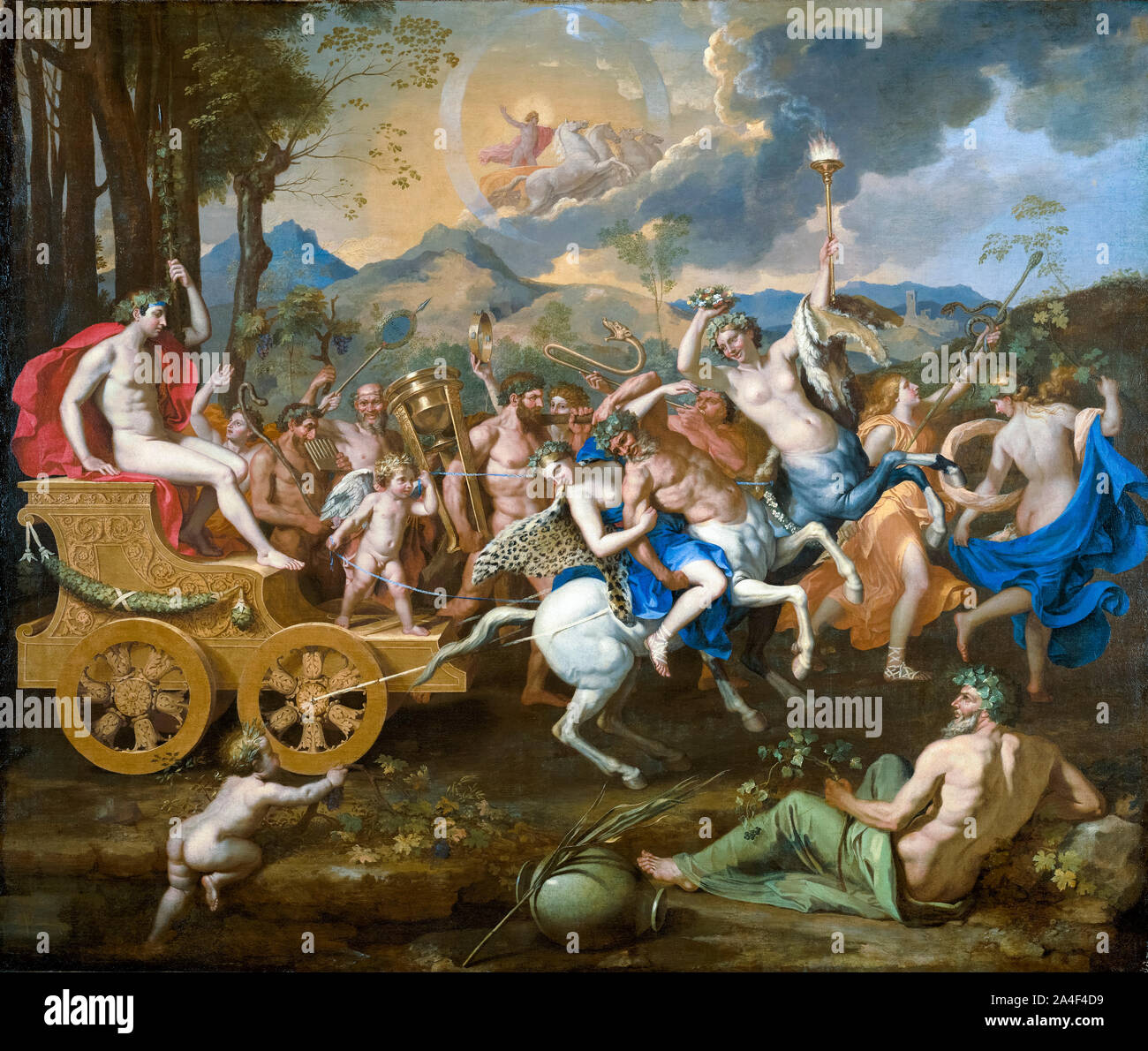 Nicolas Poussin, El triunfo de Bacchus, pintura barroca francesa, 1635-1636 Foto de stock