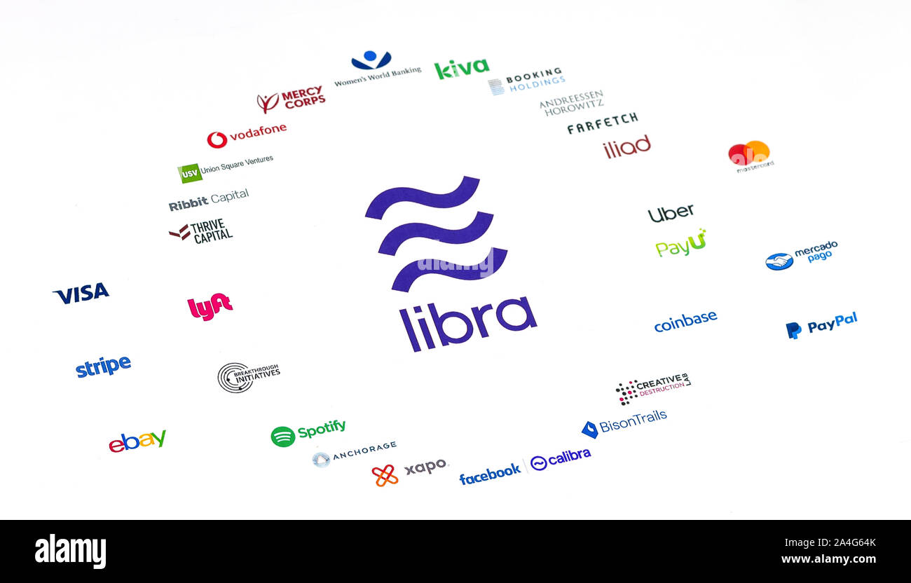 Nuevo logotipo Asociación de Libra y los miembros que han abandonado la asociación. Impreso en papel como el folleto. Foto de stock
