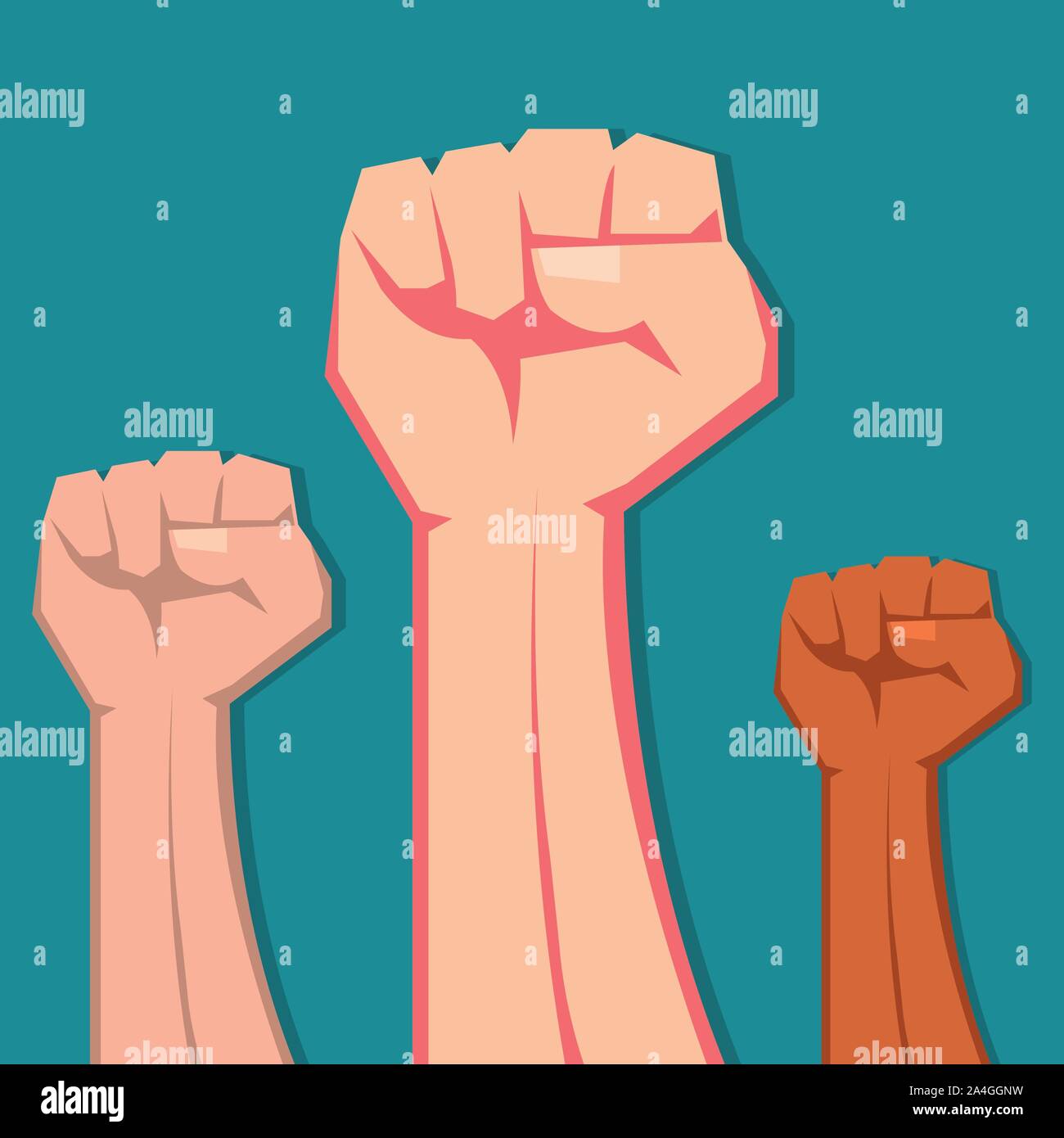 Manos arriba fist , concepto para protestar, fuerza, libertad, revolución,  rebelde, revuelta ilustración vectorial Imagen Vector de stock - Alamy