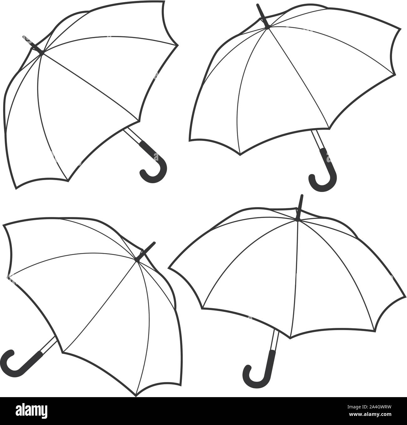 Paraguas. Blanco y negro vectorial página para colorear Imagen Vector de  stock - Alamy