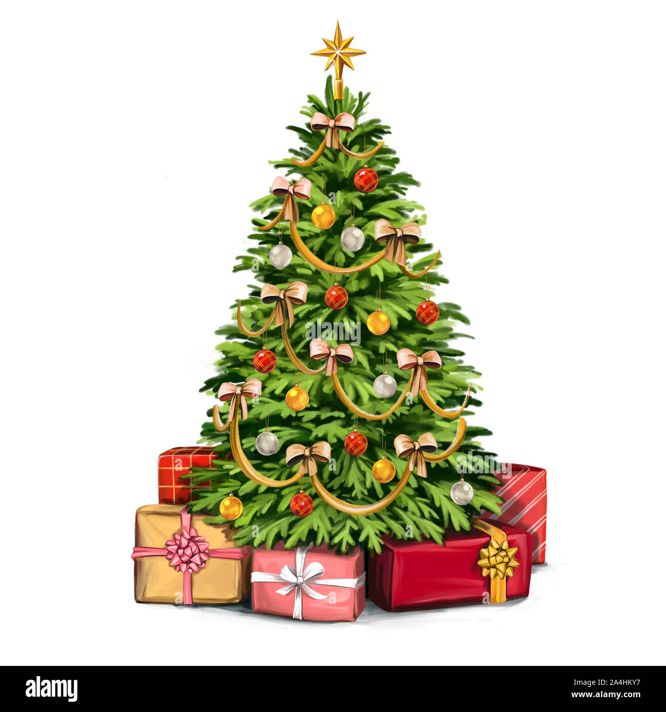 Árbol de navidad, Decoración de Navidad, Art Illustration pintado con  acuarelas aislado sobre fondo blanco Fotografía de stock - Alamy