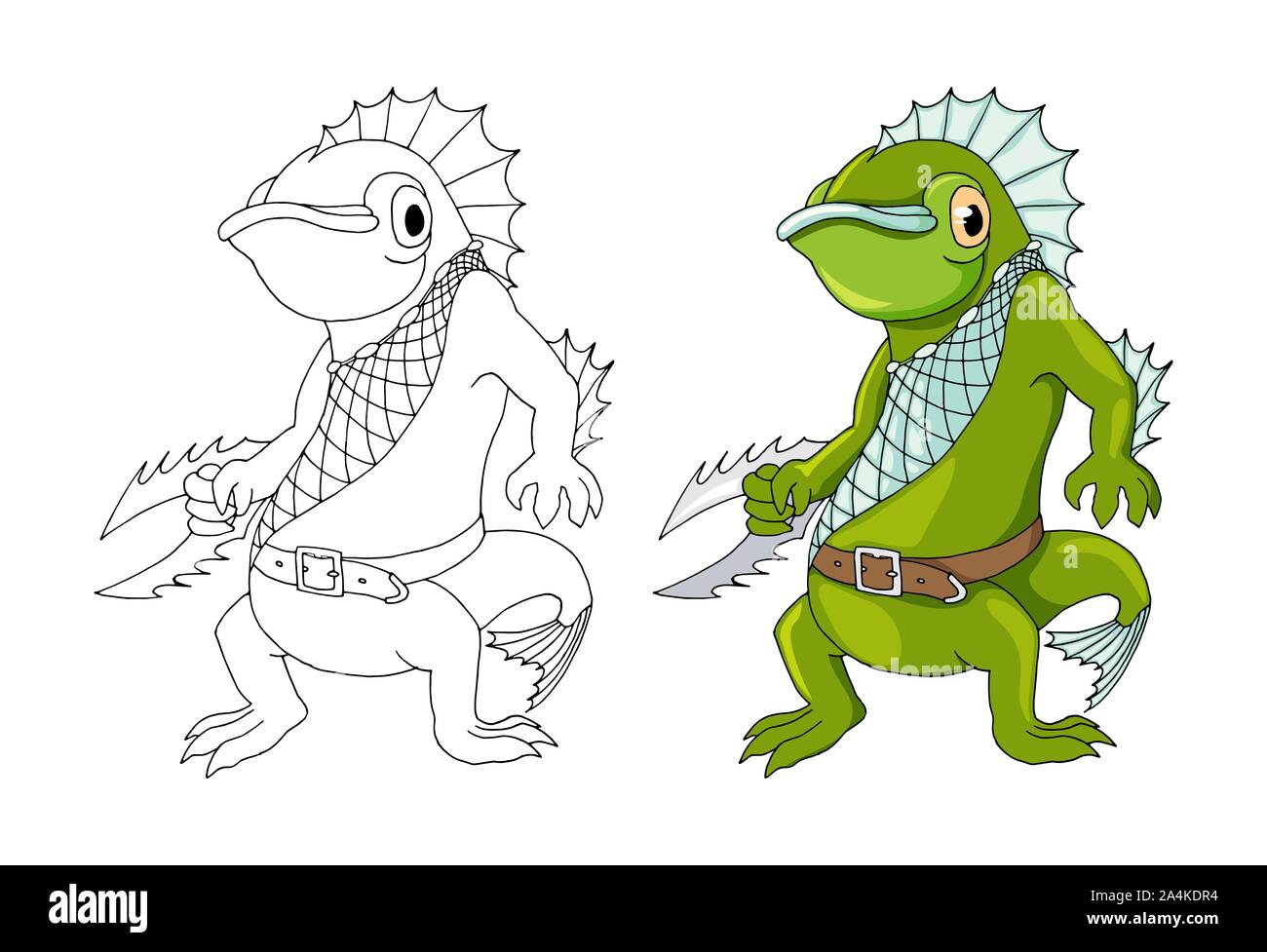 Dibujos animados peces monstruo criatura marina personaje. Vector clip art illustration Ilustración del Vector