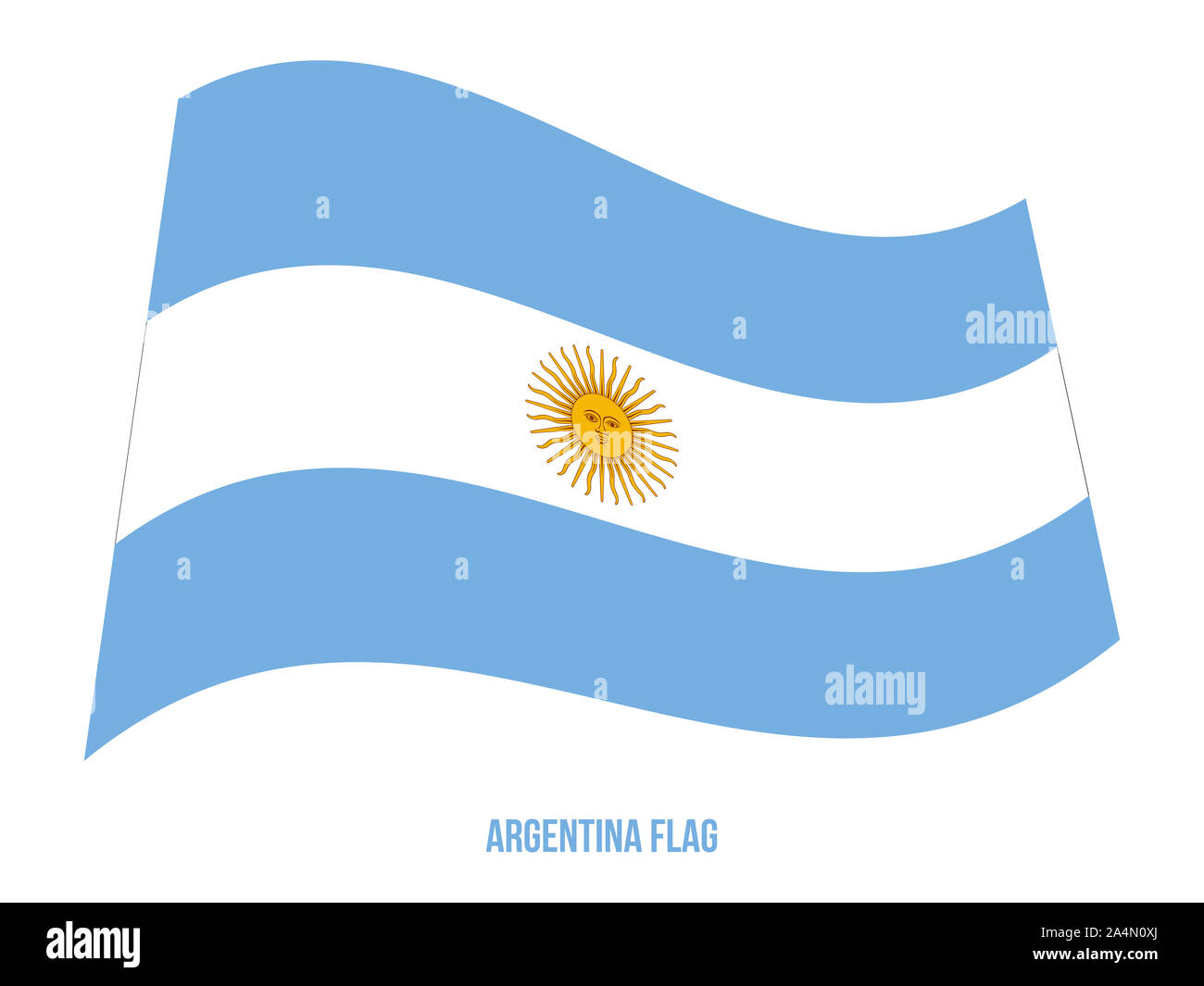 Ondear la bandera argentina ilustración vectorial sobre fondo blanco.  Bandera Nacional Argentina Fotografía de stock - Alamy