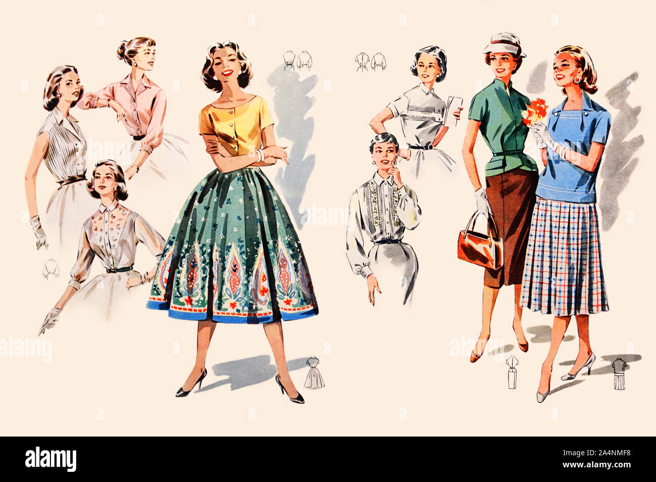 Ropa para la mujer. Faldas y blusas. La moda 1958-1959 Fotografía de stock  - Alamy