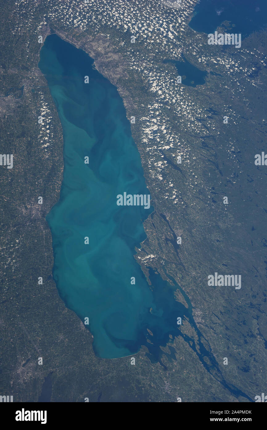 Vista satélite del lago Ontario, el 7 de agosto de 2017, por la NASA/DPA Foto de stock