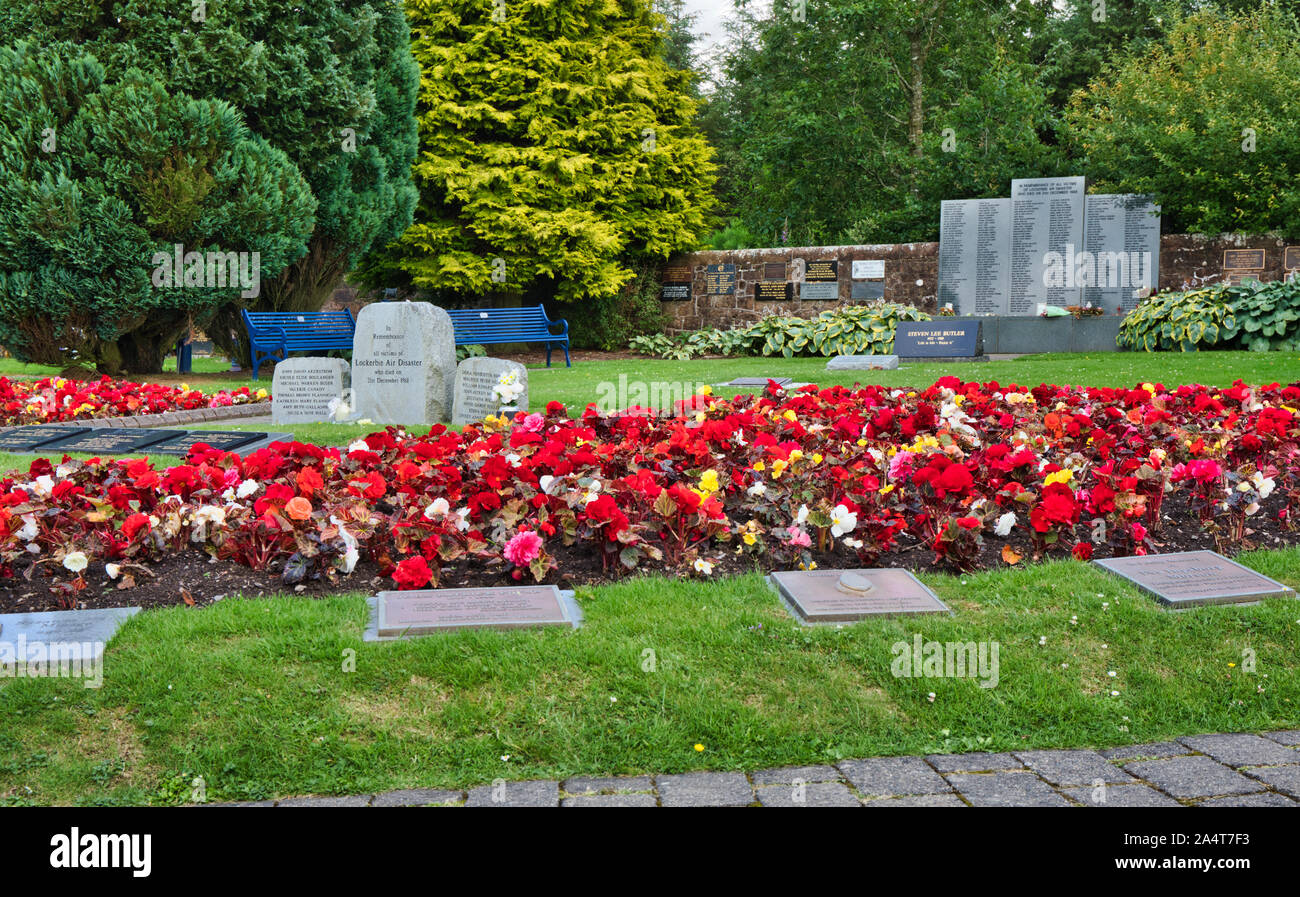 Jardín de Lockerbie de recuerdo, Dryfesdale cementerio, Lockerbie, Dumfries y Galloway, Escocia Foto de stock
