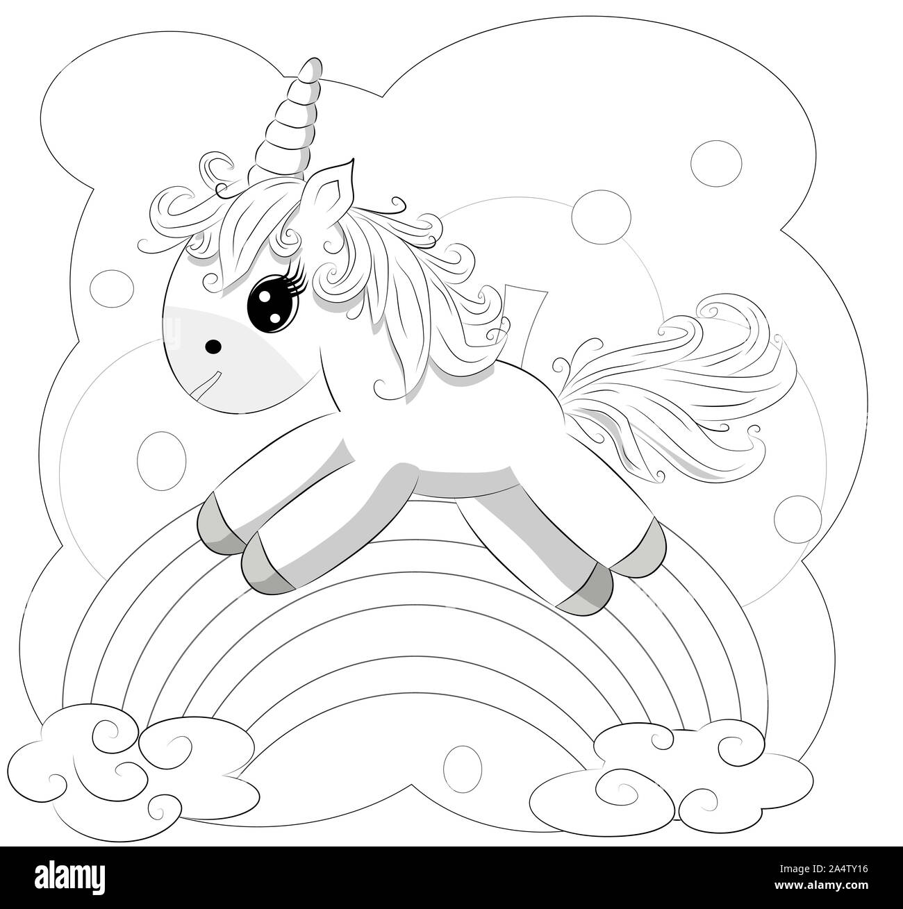 Páginas para colorear. Cute Little Pony y rainbow Fotografía de stock -  Alamy