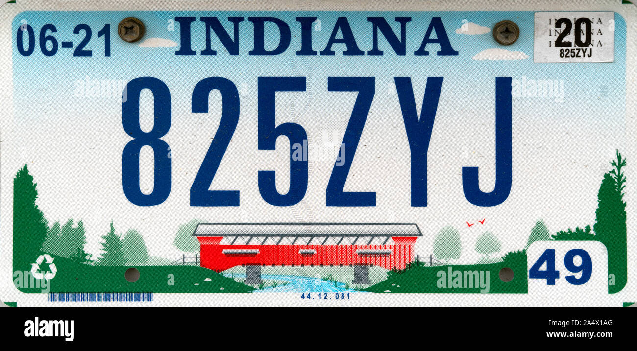 Placa de licencia de coche de indiana fotografías e imágenes de alta
