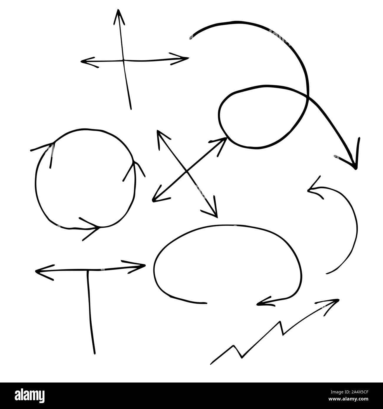 Conjunto De Flechas Curvas Vectoriales Dibujadas A Mano Boceto Doodle Estilo Colección De 5282