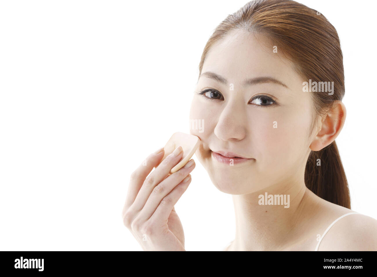Chica japonesa ponga maquillaje Foto de stock