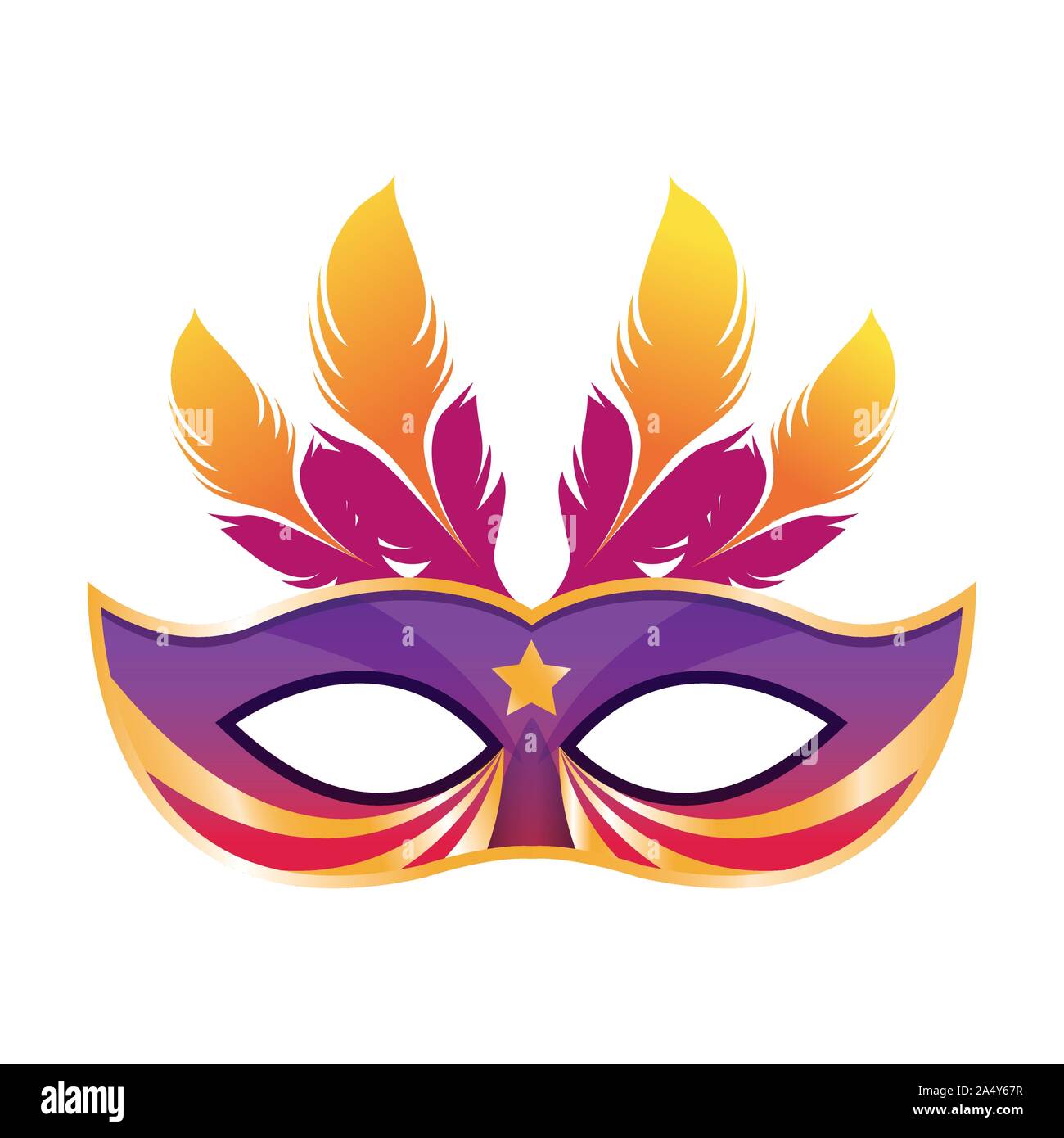 La máscara de carnaval con plumas amarillas icono Imagen Vector de stock -  Alamy
