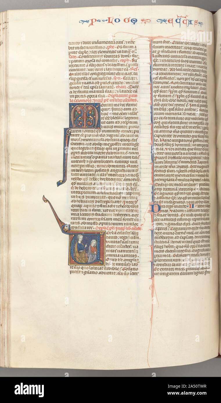 Fol. 247v, Eclesiastés, adornada V inicial, enseñanza de Salomón, c.  1275-1300. Manuscritos bíblicos fueron muy apreciadas y posesiones  importantes de iglesias, monasterios, la catedral, las escuelas y  universidades en toda la Europa